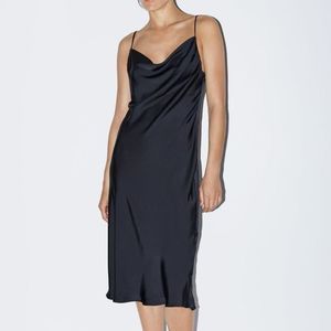 Elegant Black Satin Slip Dress